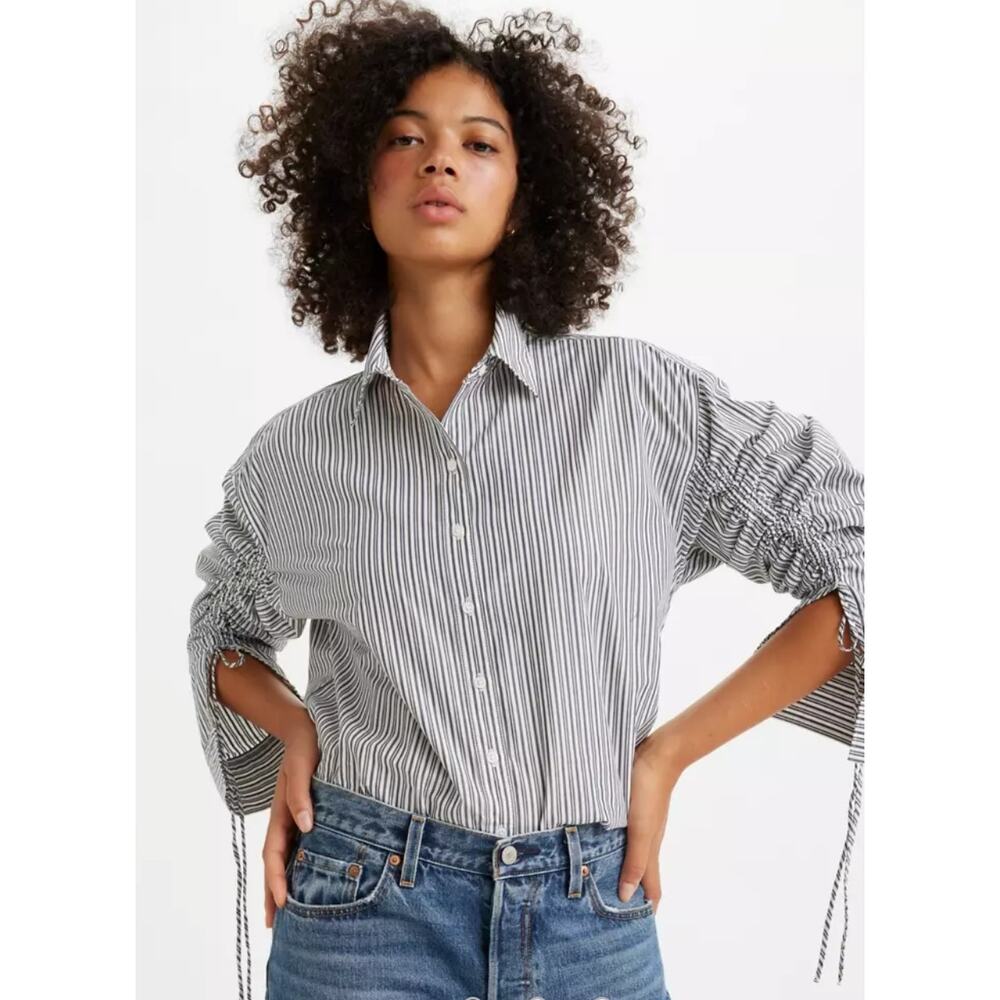 Levi's Black and White Striped Button-Down Shirt